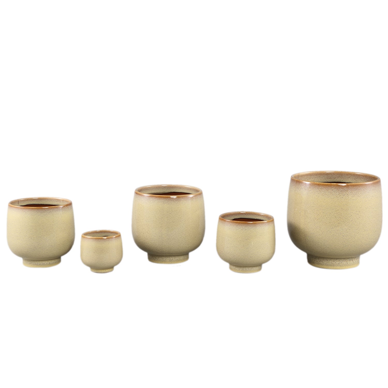 Margi Gele Keramische Ronde Pot Op Voet M - Set van 12 13x13x13 cm