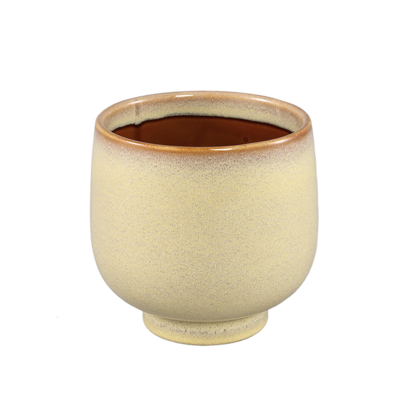 Margi Gele Keramische Ronde Pot Op Voet M - Set van 12 13x13x13 cm