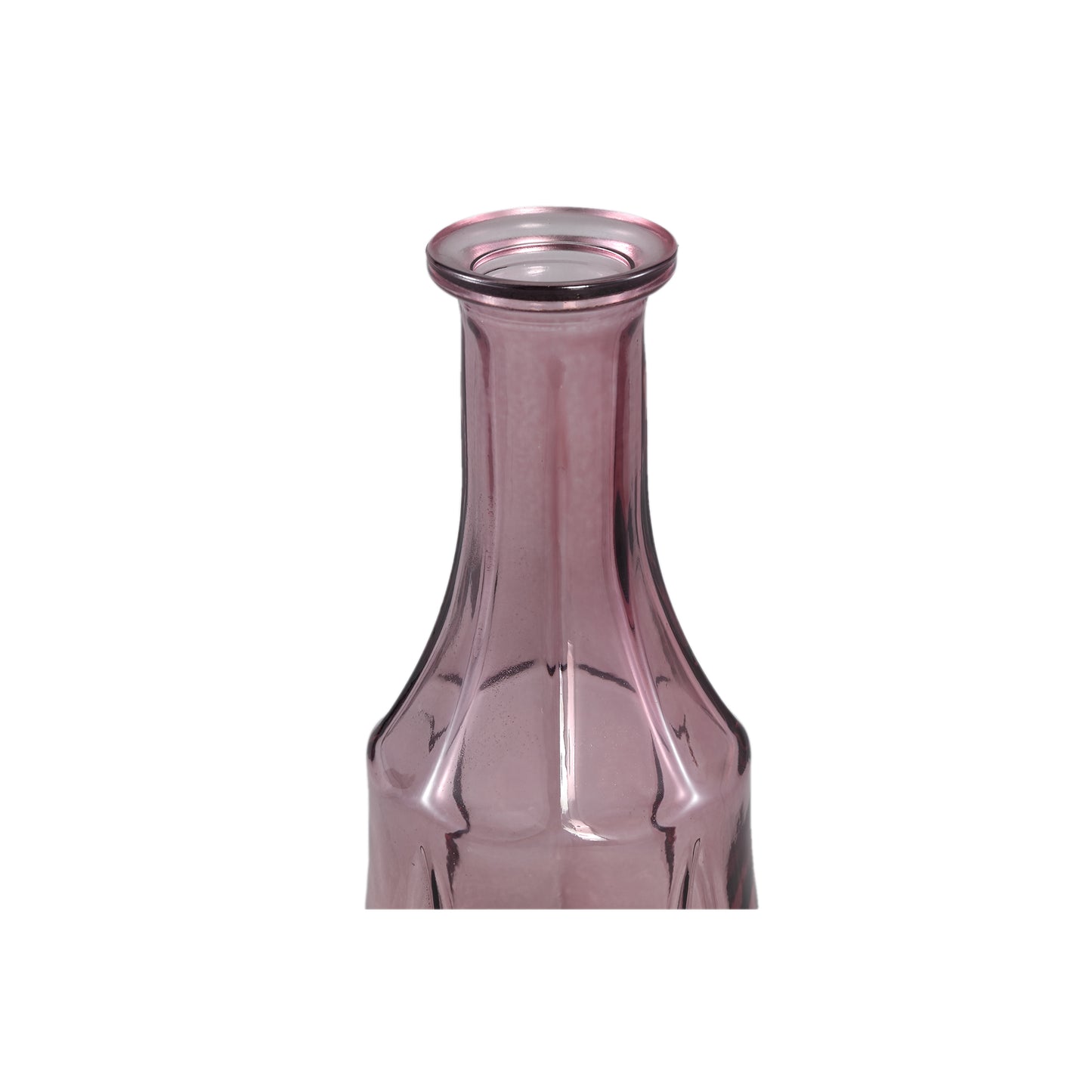 Losana Roze Gespoten Glas Ronde Vaas L Set van 12 Stuks - 12 Sets 21x9x9 cm