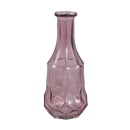 Losana Roze Gespoten Glas Ronde Vaas L Set van 12 Stuks - 12 Sets 21x9x9 cm