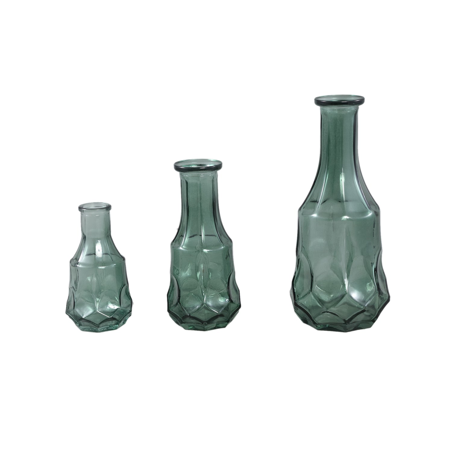 Losana Groen Gespoten Glazen Vaas Rond L - Set van 12 21x9x9 cm