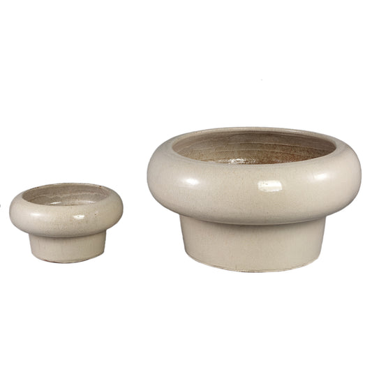 Megga Cream Big Glazed Ceramic Pot Thick BorderSV2