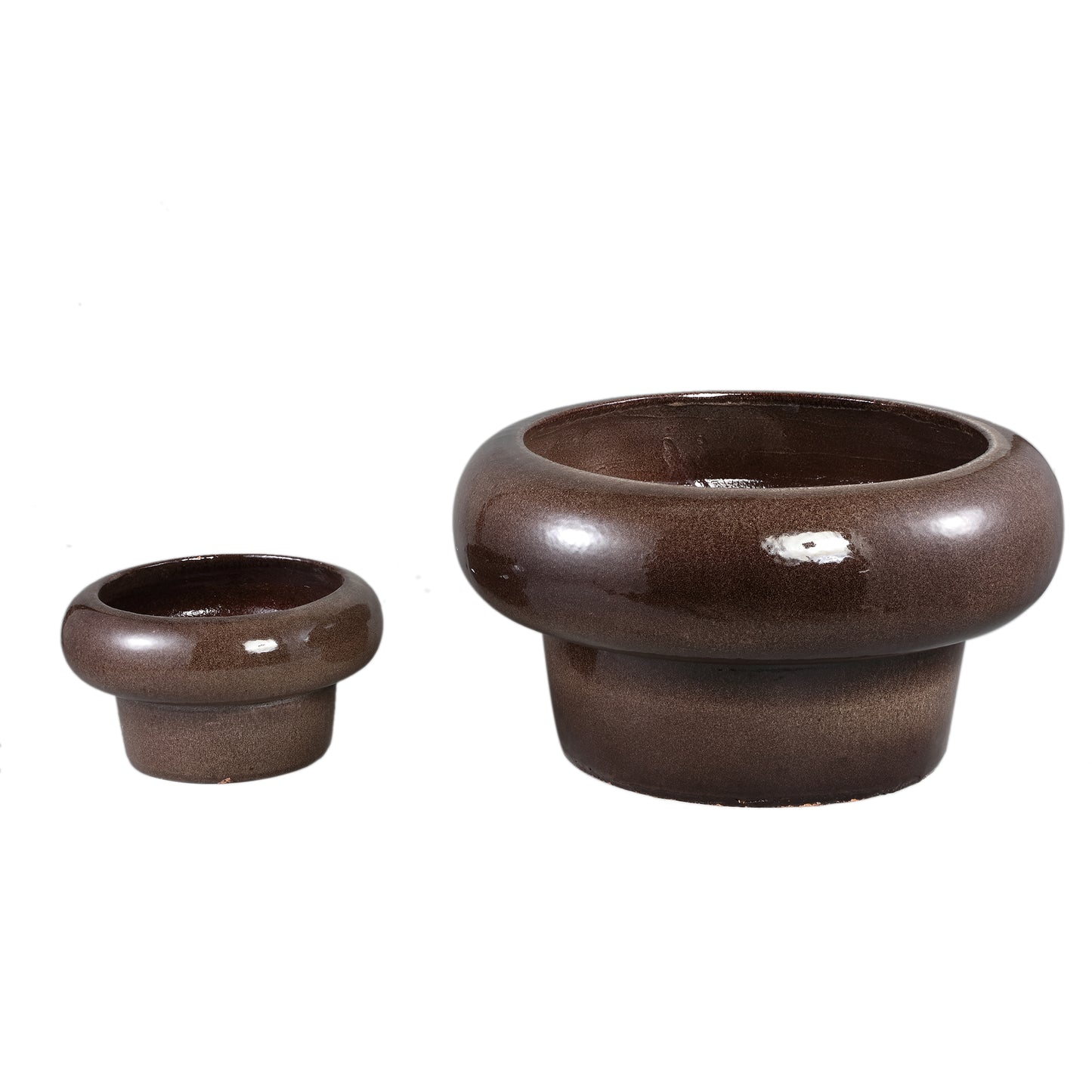 Megga Brown Big Glazed Ceramic Pot Thick BorderSV2