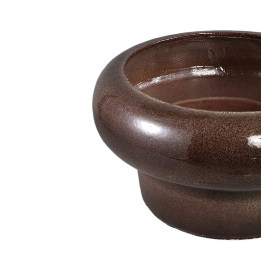 Megga Brown Big Glazed Ceramic Pot Thick BorderSV2
