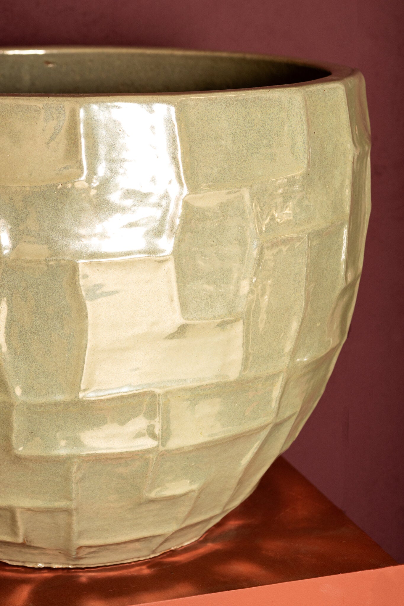 Bobi Pearl Keramische Pot Rond Vierkant Patroon Set van 3 40x53x53 cm