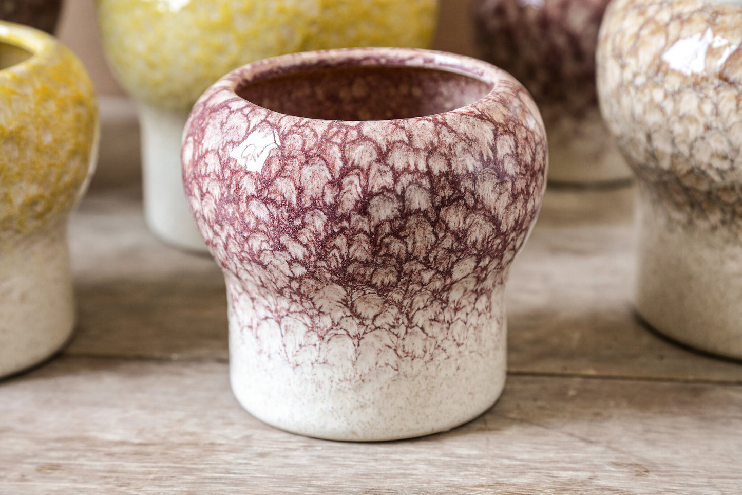 Nathyn Roze Keramische Pot Rond Cloud Glazed Set van 12 Stuks 12x13x13 cm