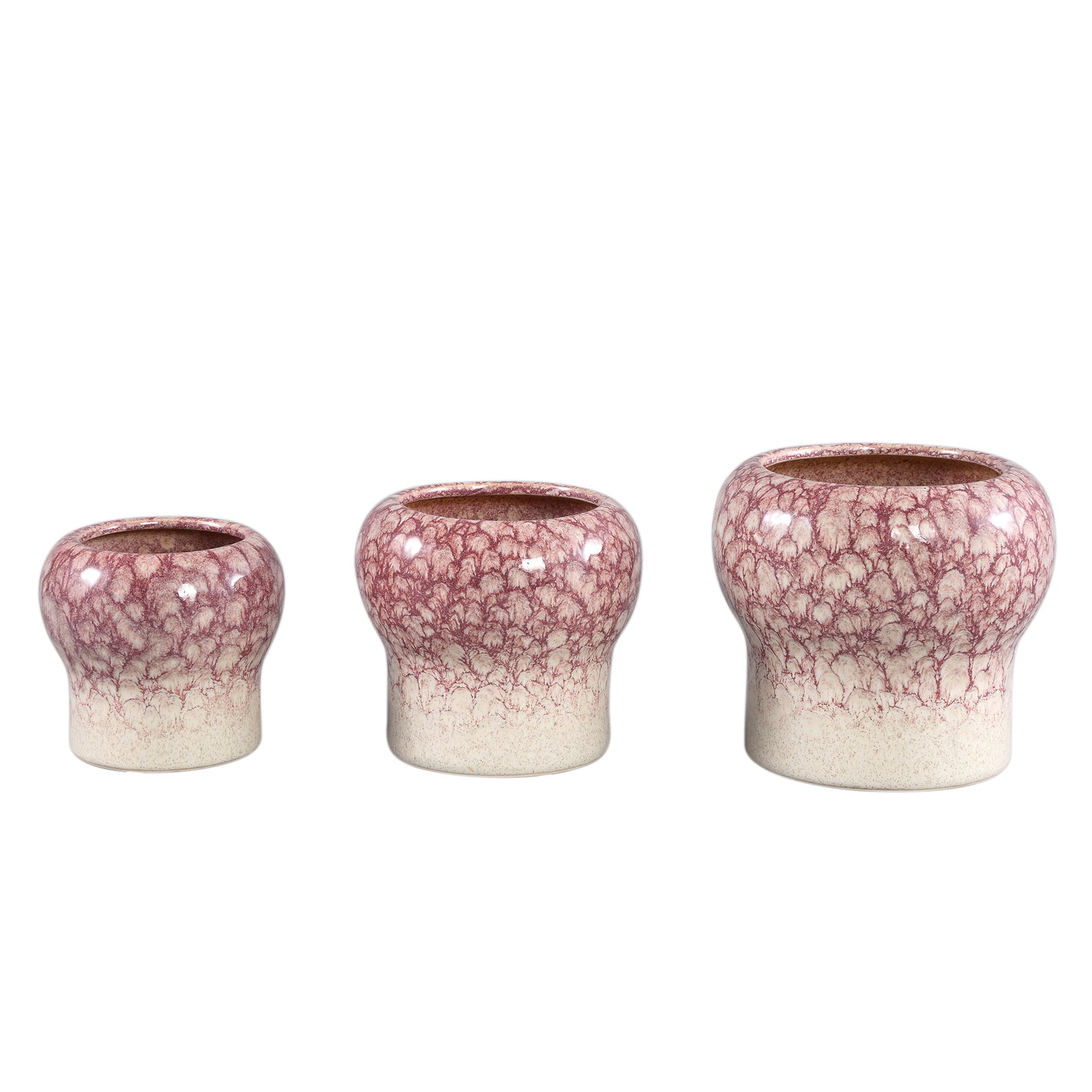 Nathyn Roze Keramische Pot Rond Cloud Glazed Set van 12 Stuks 12x13x13 cm