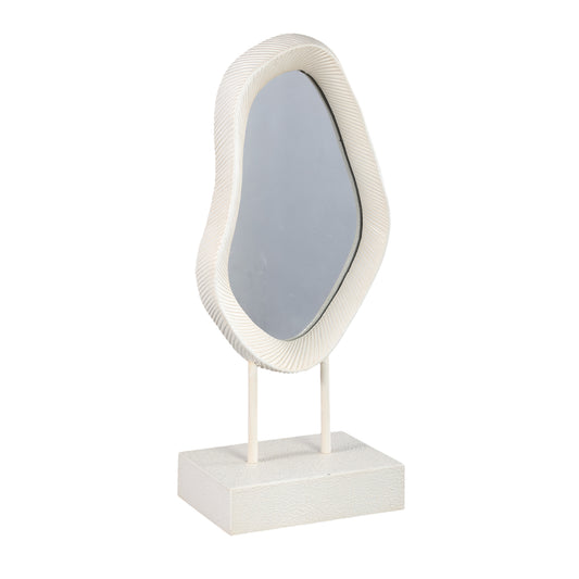 Eilish White Poly Organic Mirror On Mdf Base High