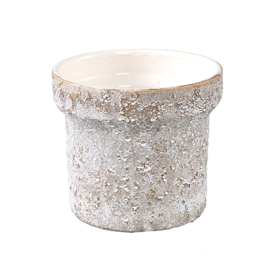 Christe Cream Keramische Pot Rond Rough L - Set van 12 13x15x15 cm