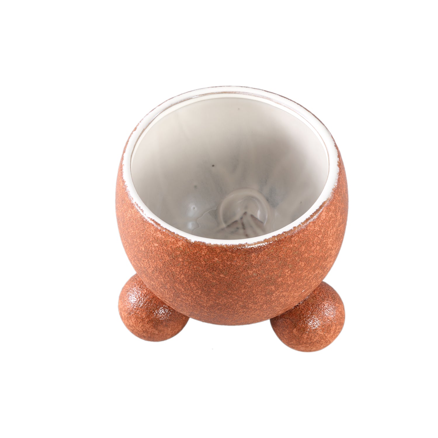 Malinda Oranje Keramische Pot Rond met Ronde Poten Set van 6 - 6 Sets 18x20x20 cm