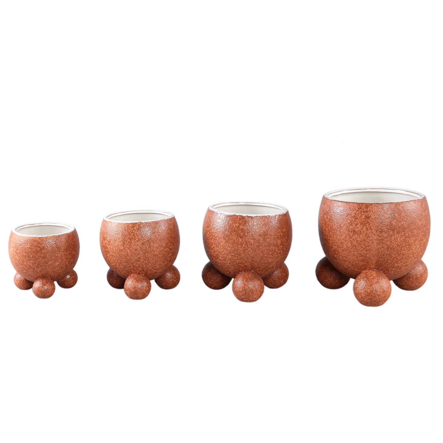 Malinda Oranje Keramische Pot Rond met Ronde Poten Set van 6 18x20x20 cm