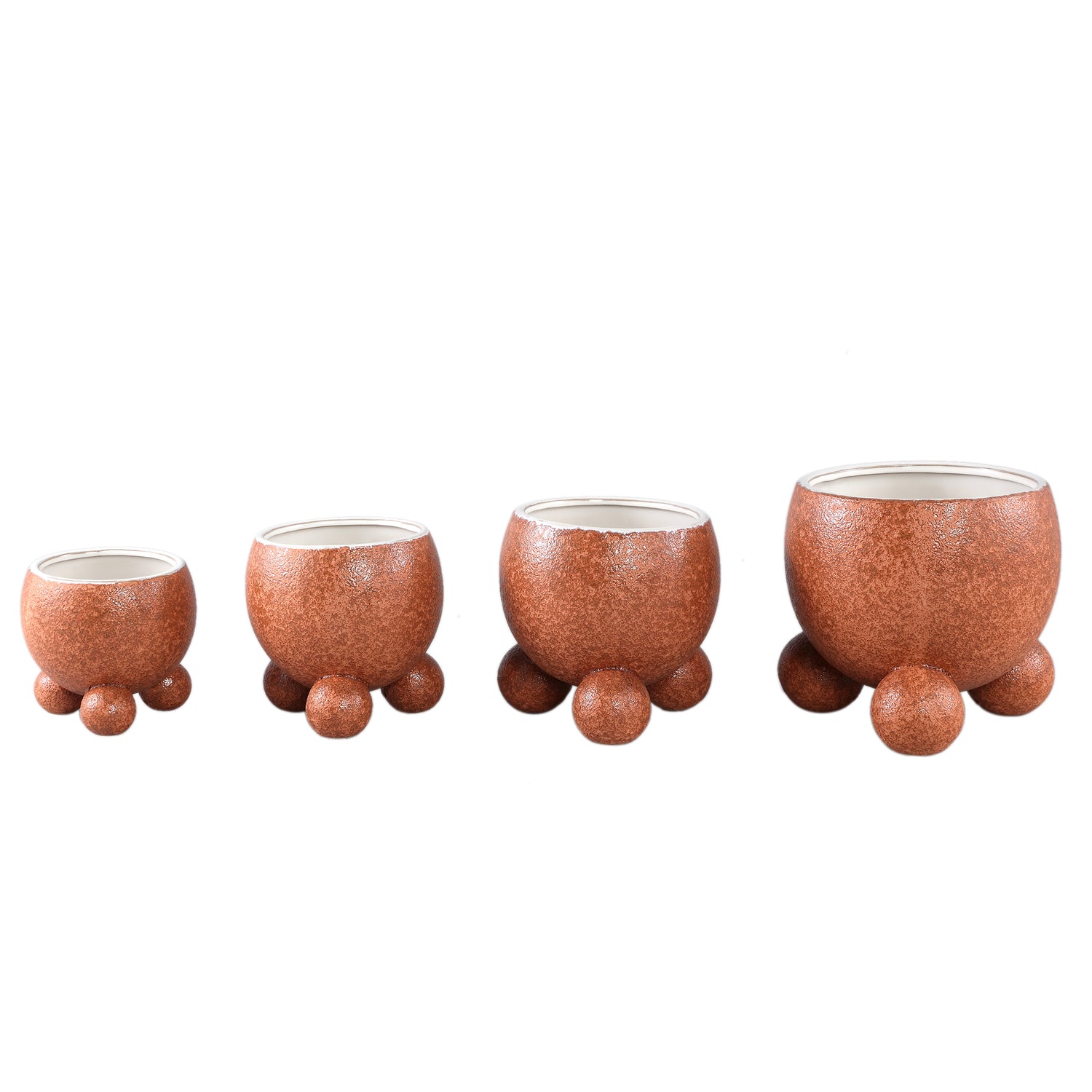 Malinda Oranje Keramische Pot Set van 12 Stuks Rond met Pootjes 12x12.5x12.5 cm