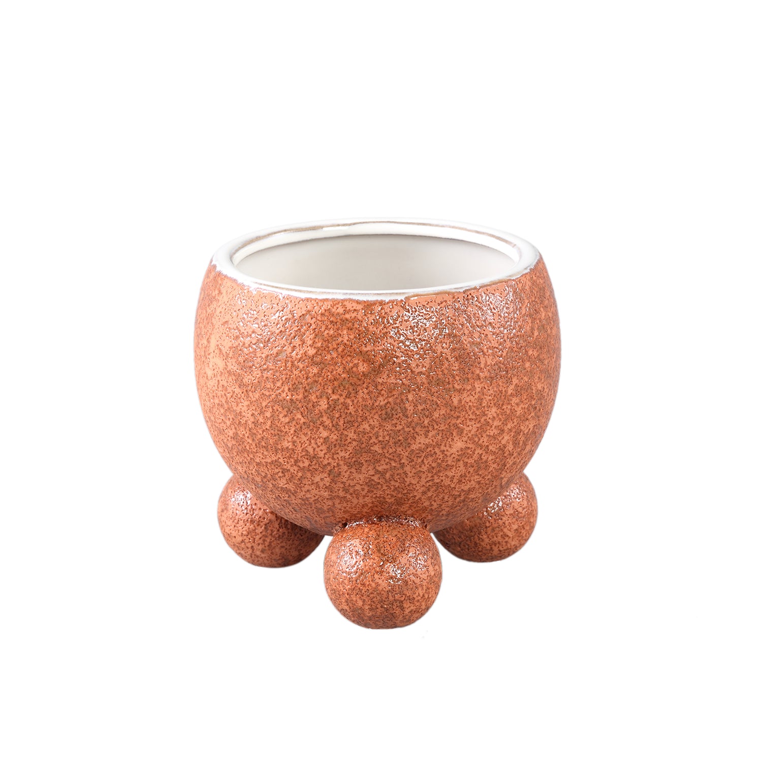 Malinda Oranje Keramische Pot Set van 12 Stuks Rond met Pootjes - 12 Sets 12x12.5x12.5 cm