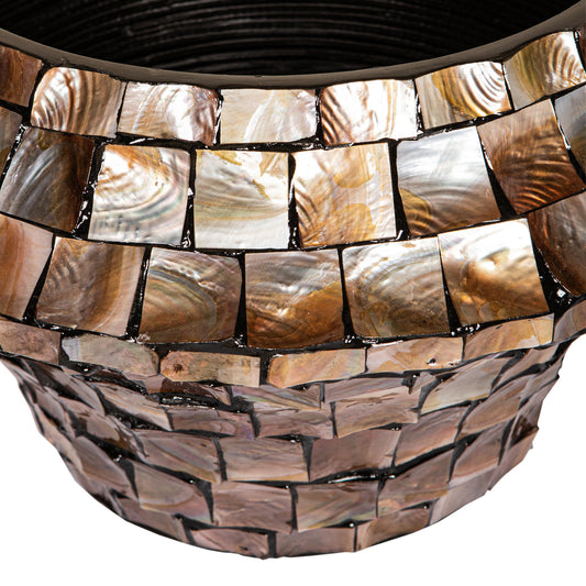 Daven Bronze Poly Shell Bamboe Pot Rond Laag M 30x51x51 cm