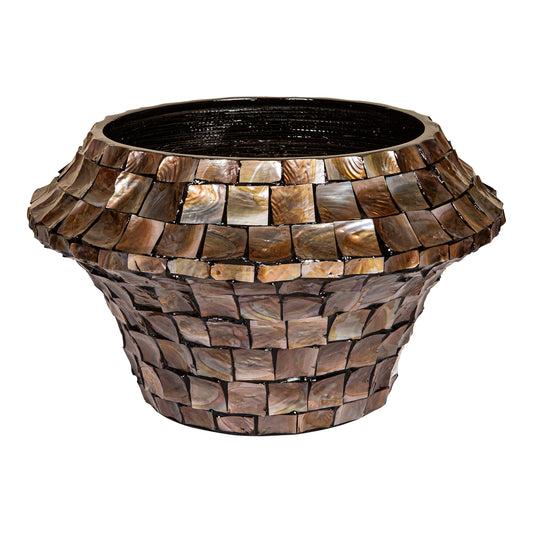 Daven Bronze Poly Shell Bamboe Pot Rond Laag M 30x51x51 cm