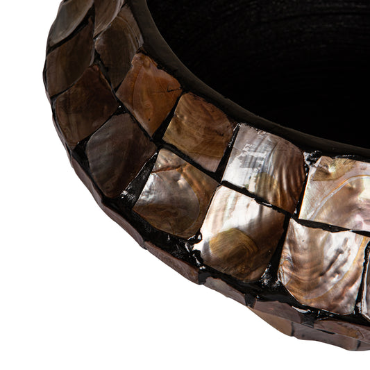 Daven Bronze Poly Shell Bamboe Pot Rond Laag S 20x41x41 cm