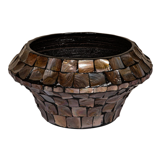 Daven Bronze Poly Shell Bamboe Pot Rond Laag S 20x41x41 cm