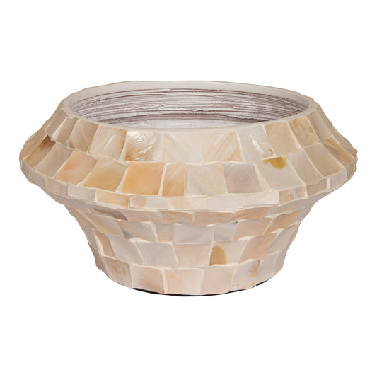 Daven Cream Poly Shell Bamboo Pot Round Low S