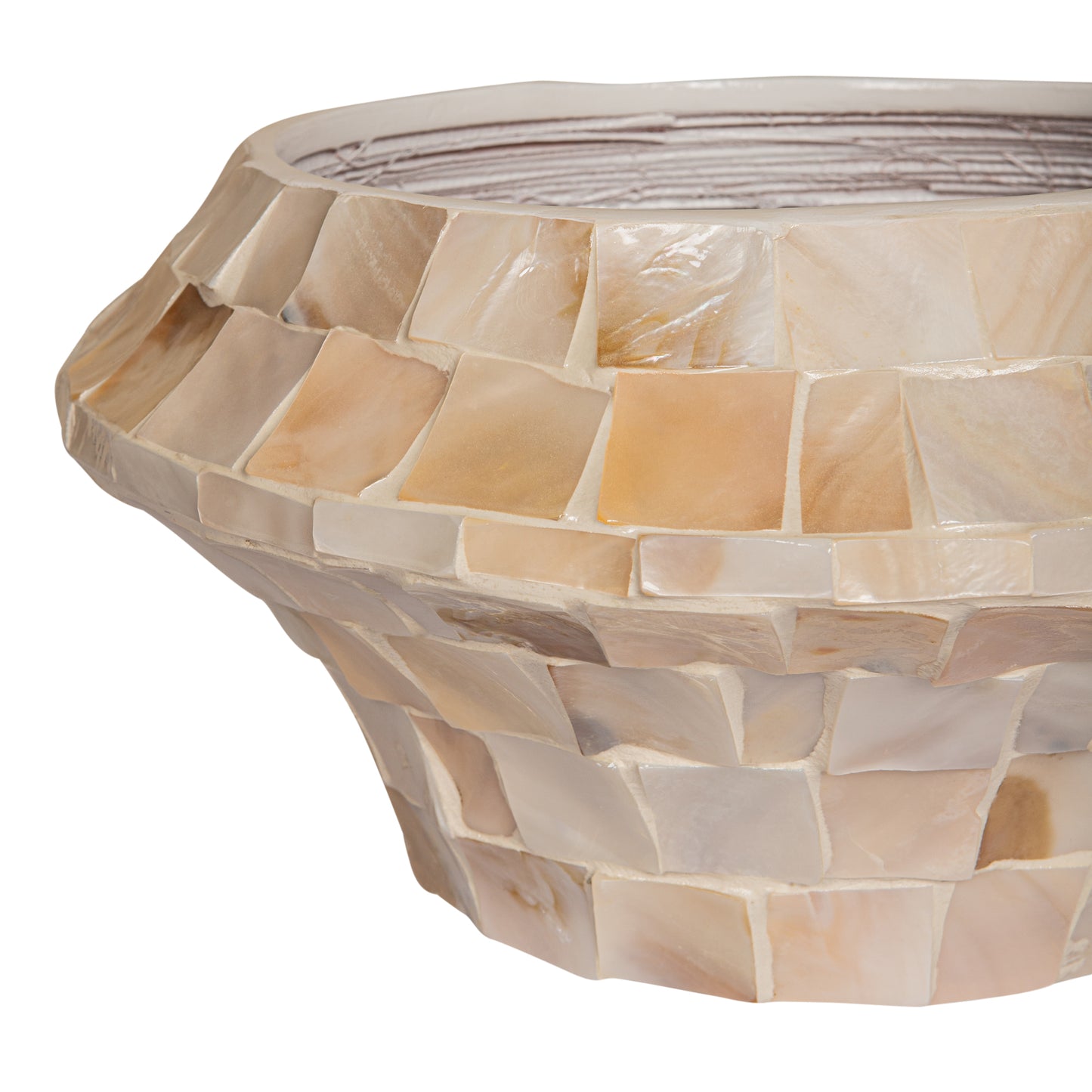 Daven Cream Poly Shell Bamboo Pot Round Low S