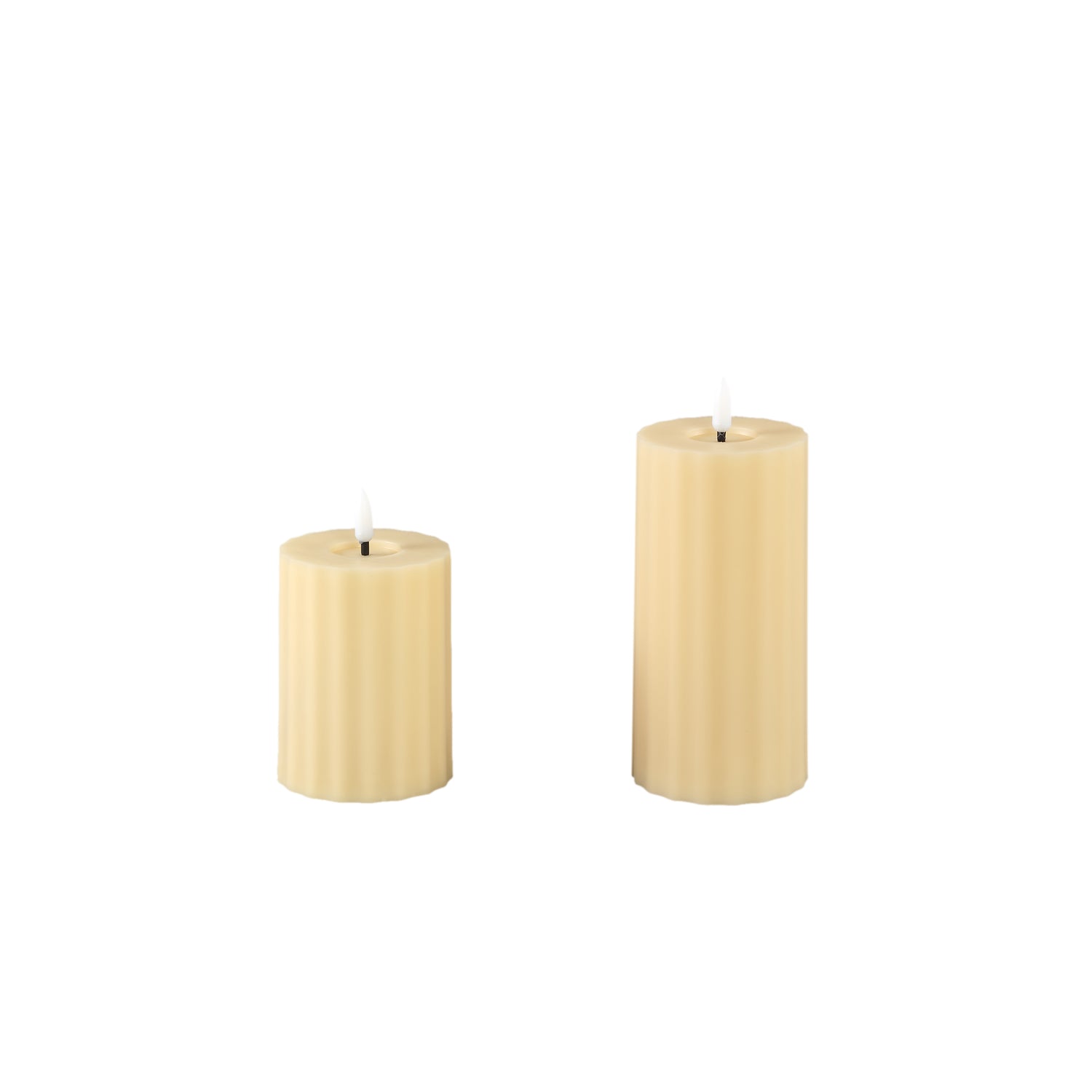Led Outdoor Candle Gestreepte Crème Flickerend L - Set van 12 15x7.5x7.5 cm