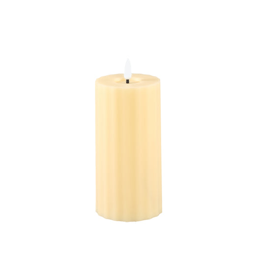 Led Outdoor Candle Gestreepte Crème Flickerend L - Set van 12 15x7.5x7.5 cm