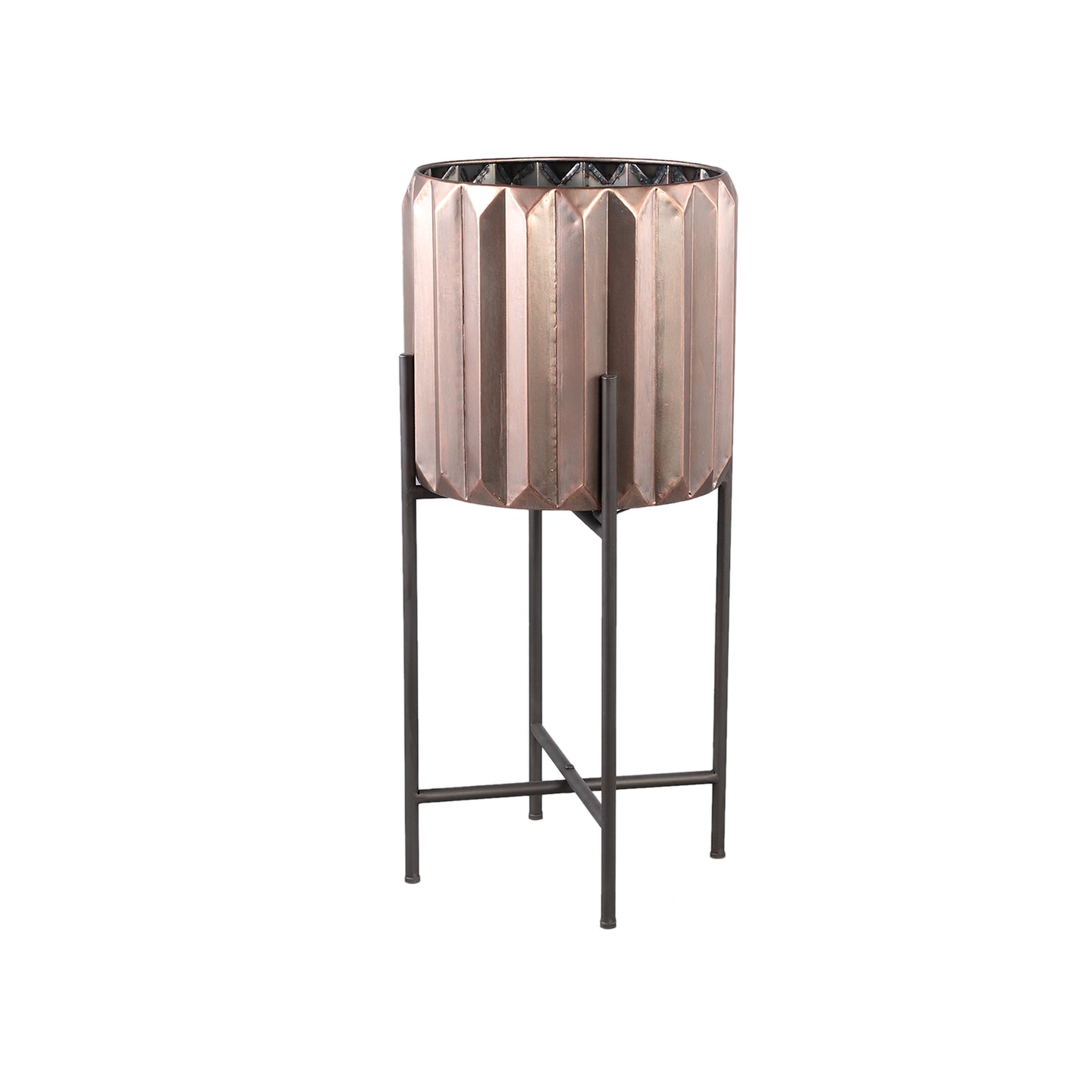 Eleyza Koperen Ronde Ijzeren Pot Op Metalen Voet M 66x31x31 cm