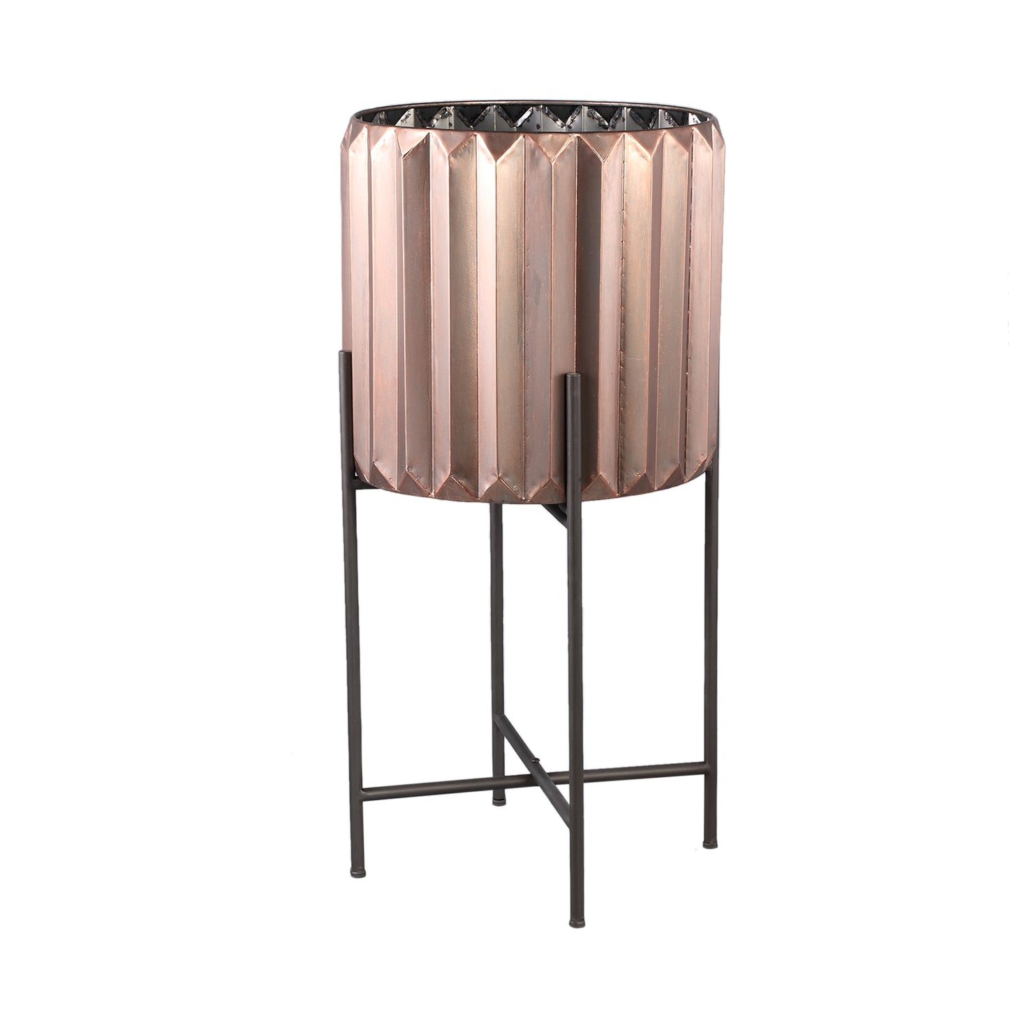 Eleyza Copper Round Iron Pot On Metal Base L