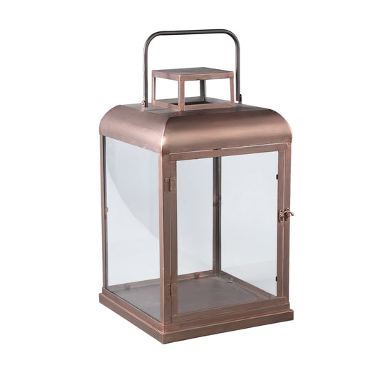 Vitoria Koperen Rechthoekige Ijzeren Lantaarn Met Glas 50.5x30x30 cm