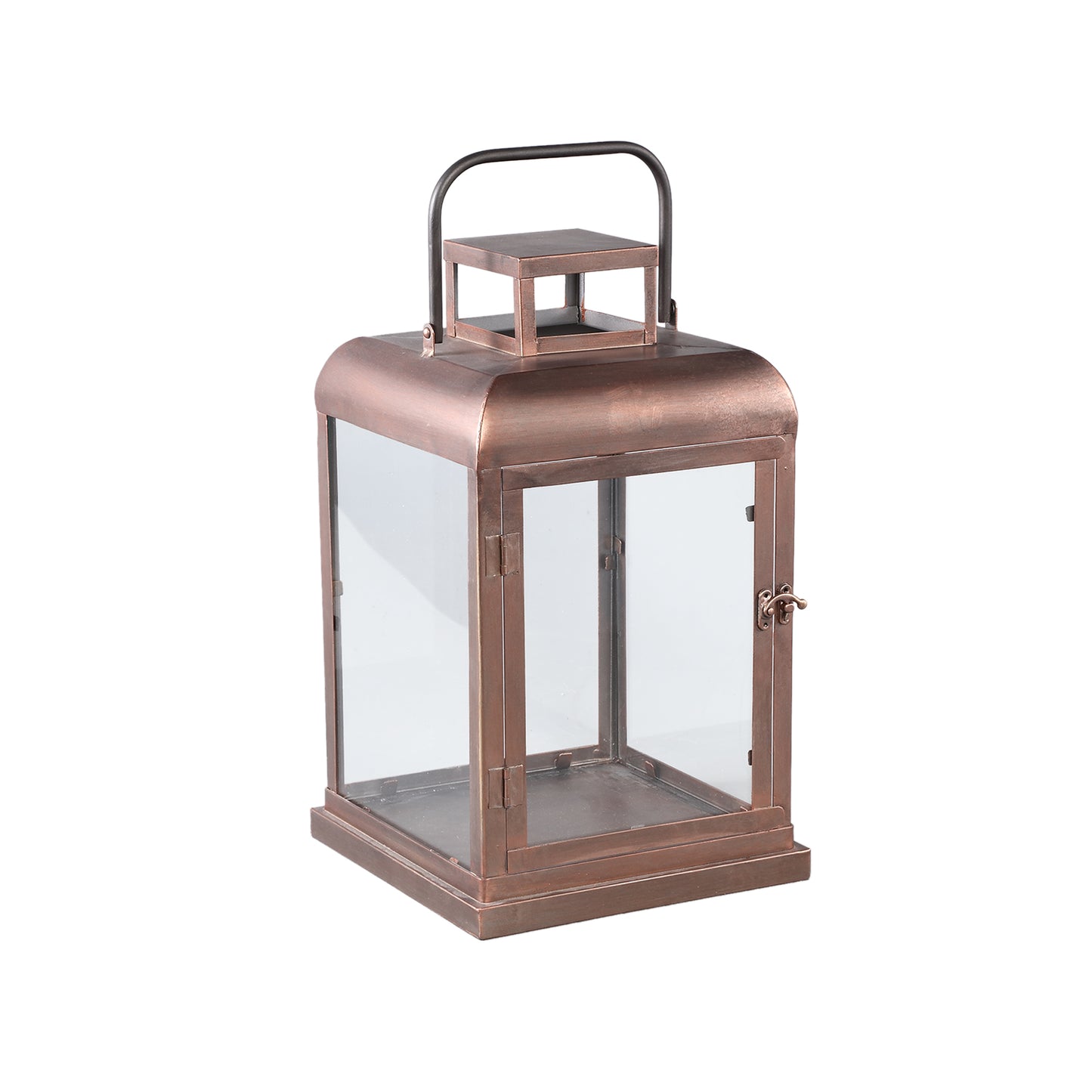 Vitoria Koperkleurige Rechthoekige Ijzeren Lantaarn Met Glas Set Van 2 - 2 Sets 41.5x24x24 cm