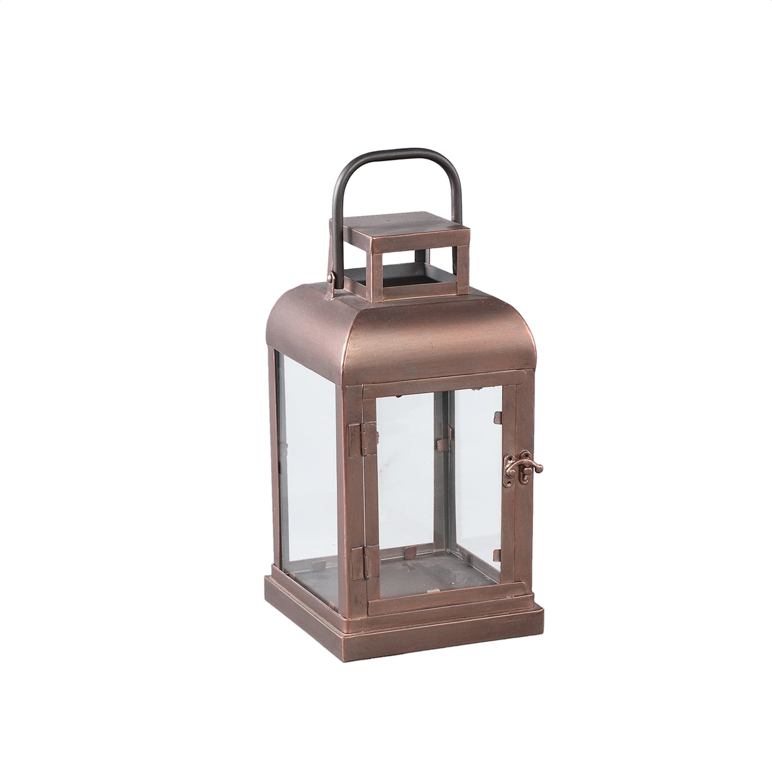 Vitoria Koperen Rechthoekige Ijzeren Lantaarn Met Glas Set van 2 - 2 Sets 32x17x17 cm