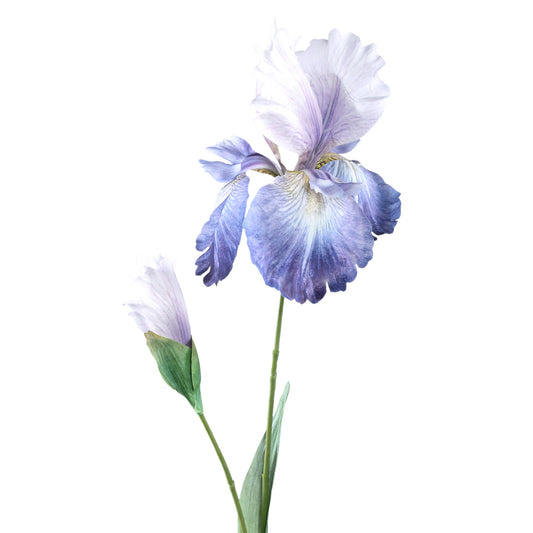 Garden Flower Paarse Witte Iris Spray Met Knop - Set van 12 80x46x16 cm