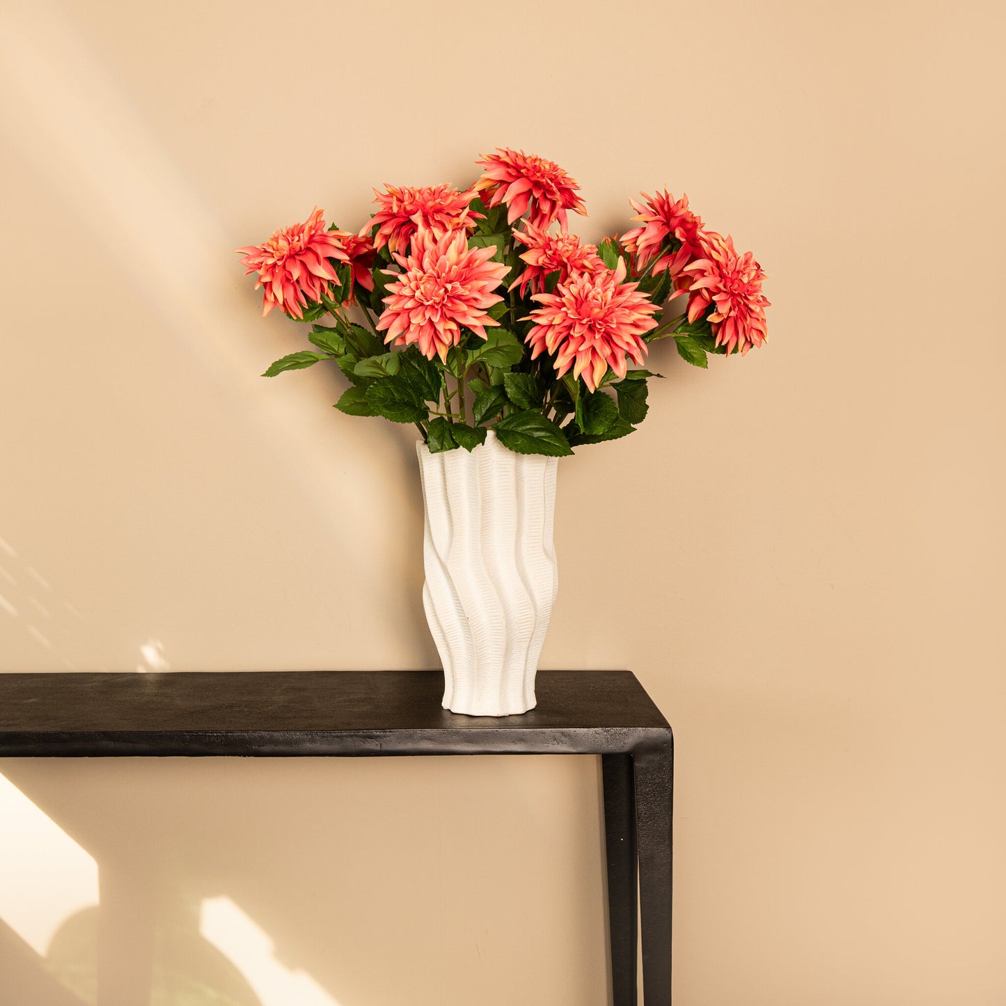Dahlia Flower Roze Spray Met Bladeren - Set van 12 70x28x19 cm