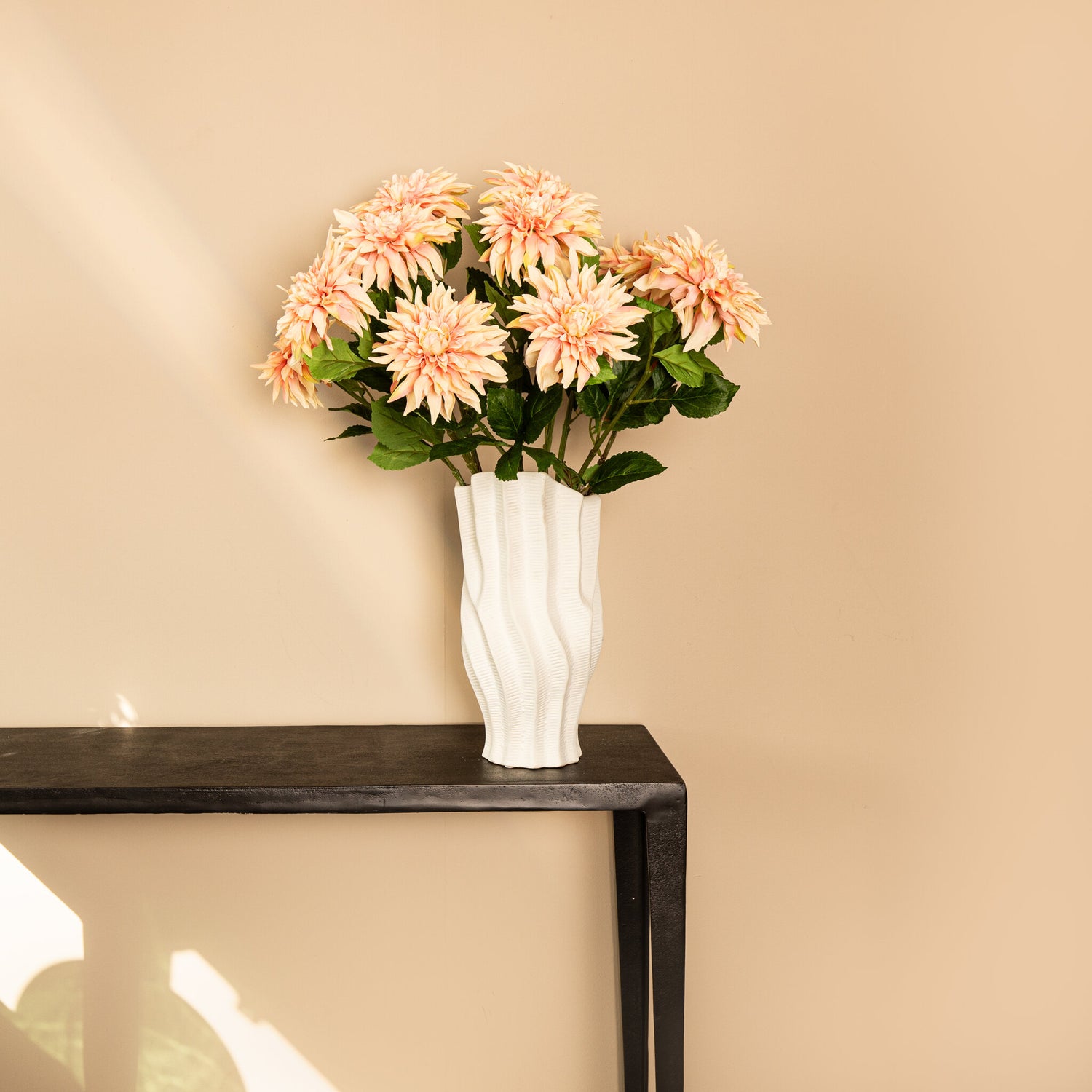 Dahlia Bloem Crème Spray Met Bladeren - Set van 12 70x28x19 cm