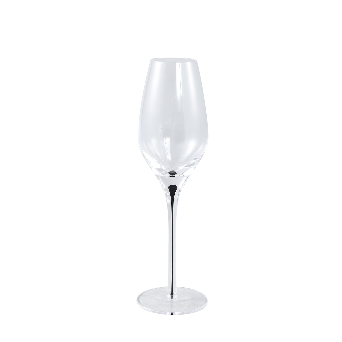 Clive Champagneglas Helder Zwart Drop Set van 4 Stuks - 4 Sets 25.5x7.5x7.5 cm