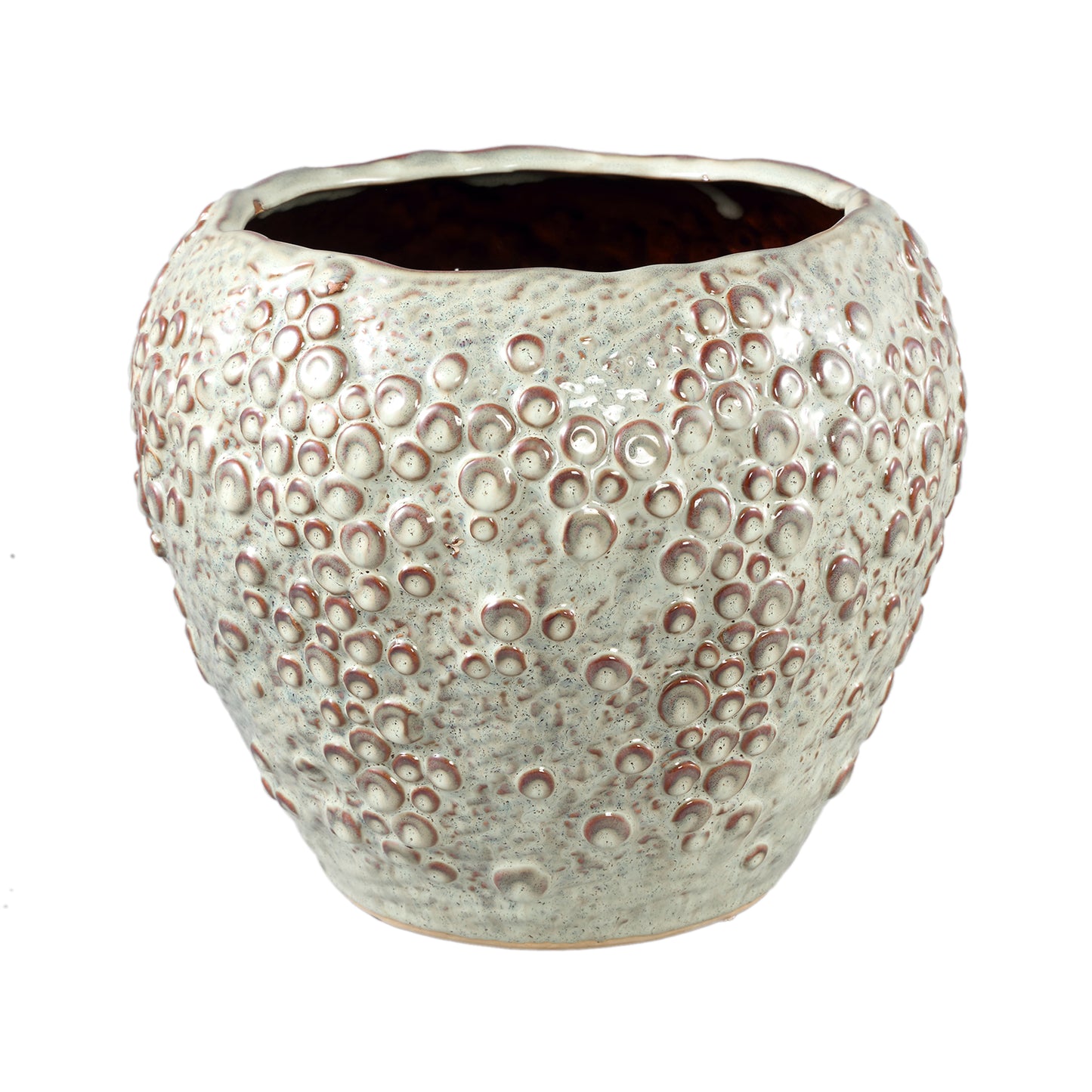 Avis Crème Keramische Pot Rond Schubben Set van 2 Stuks XL - 2 Sets 22.5x26.5x26.5 cm