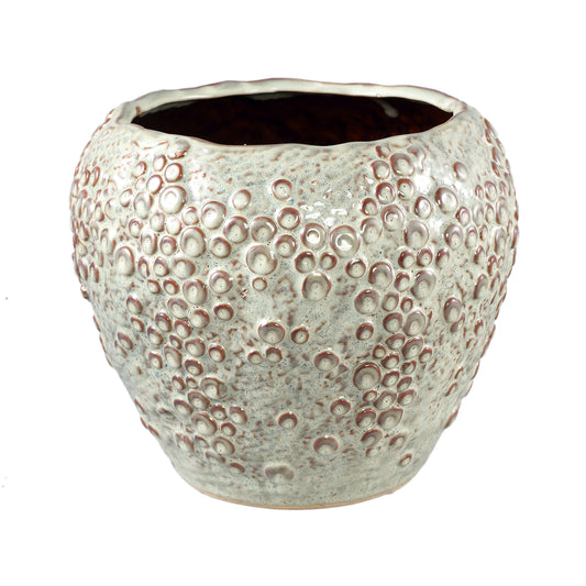 Avis Crème Keramische Pot Rond Schubben Set van 2 Stuks XL - 2 Sets 22.5x26.5x26.5 cm