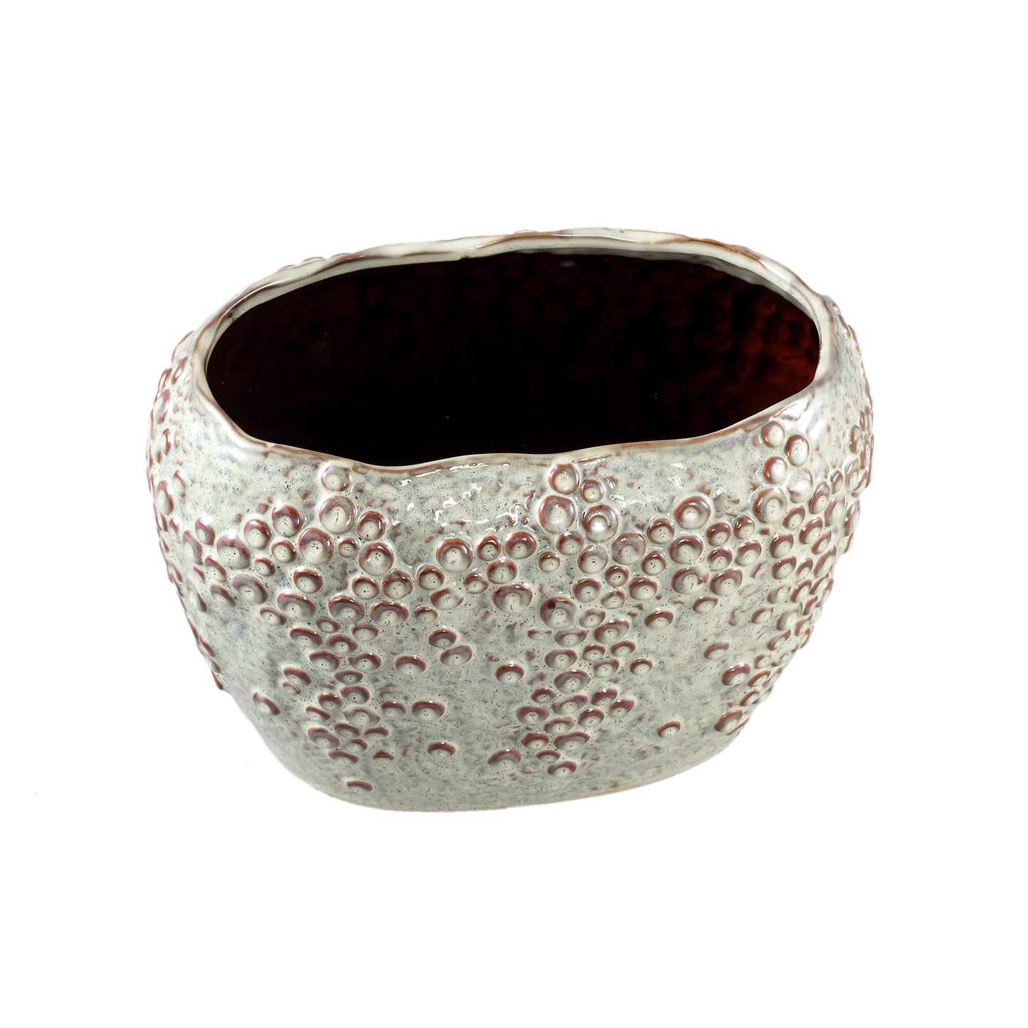 Avis Crème Keramische Pot Ovaal Schubben Hoog Set van 4 - 4 Sets 20.5x28x18 cm