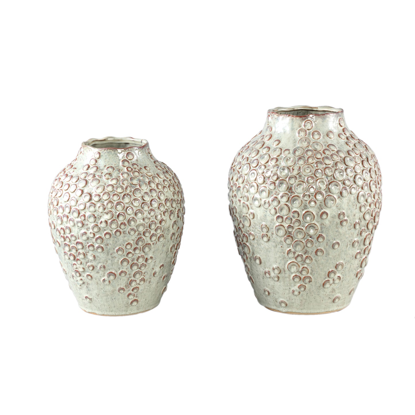 Avis Crème Keramische Pot Rond met Schubben Hoog L 35x26x26 cm