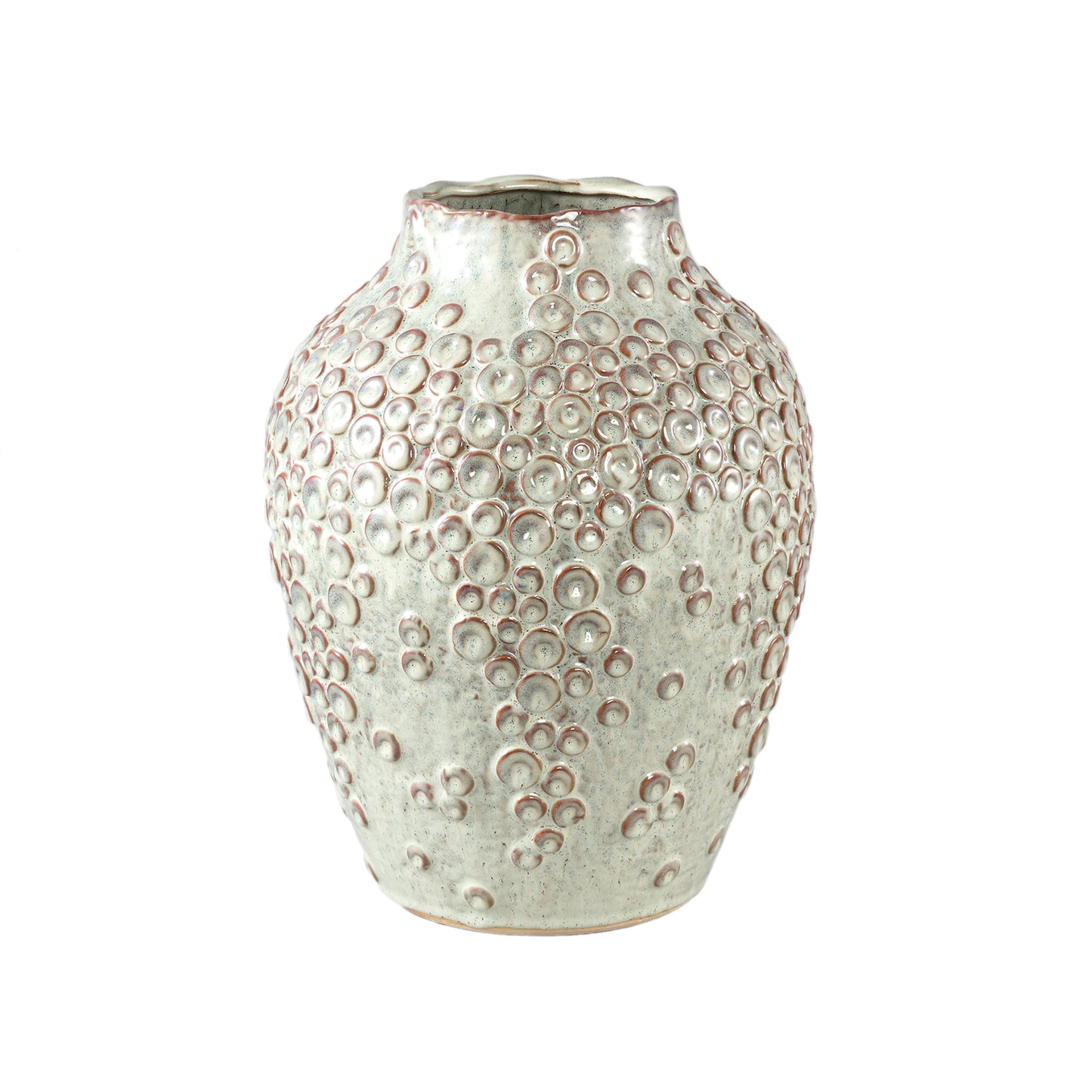 Avis Crème Keramische Pot Rond met Schubben Hoog L 35x26x26 cm