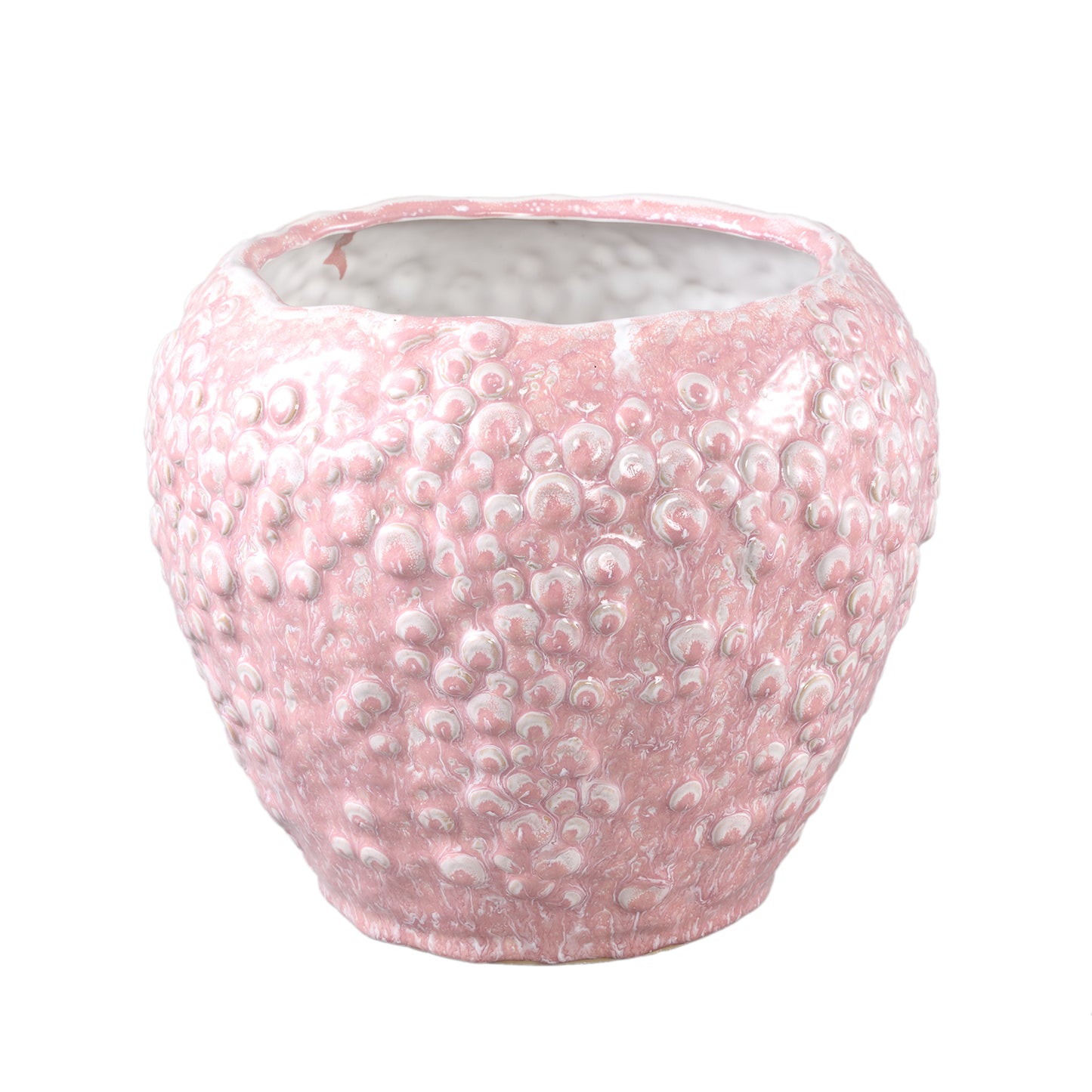 Avis PInk Ceramic Pot Round Shaped Scales Low XL