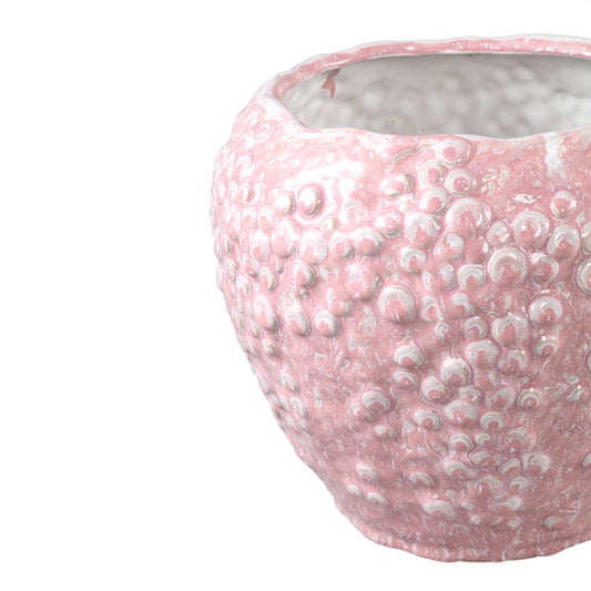 Avis Roze Keramische Pot Rond Schaalpatroon Set van 2 - 2 Sets 22.5x26.5x26.5 cm