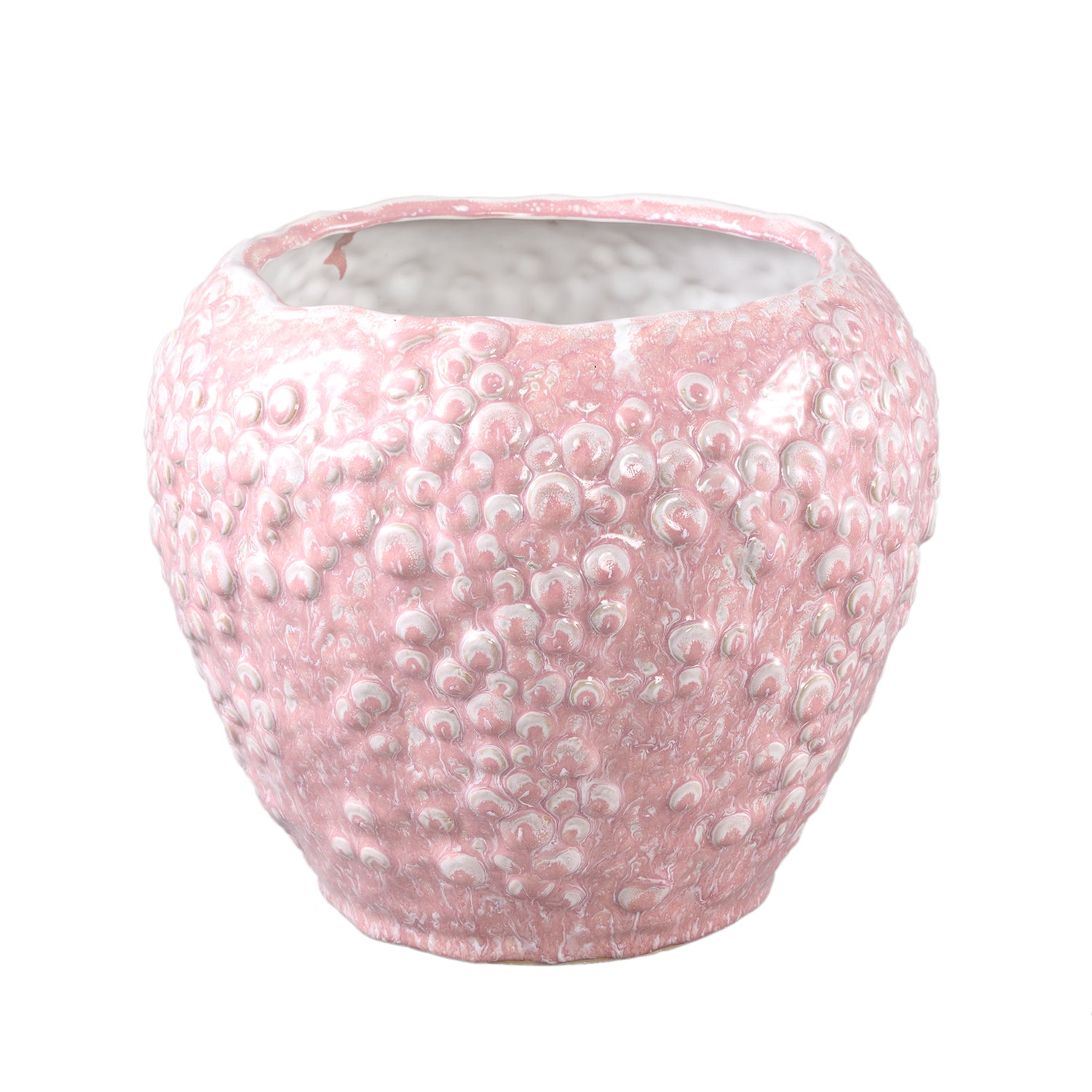 Avis Roze Keramische Pot Rond Schaalpatroon Set van 2 - 2 Sets 22.5x26.5x26.5 cm