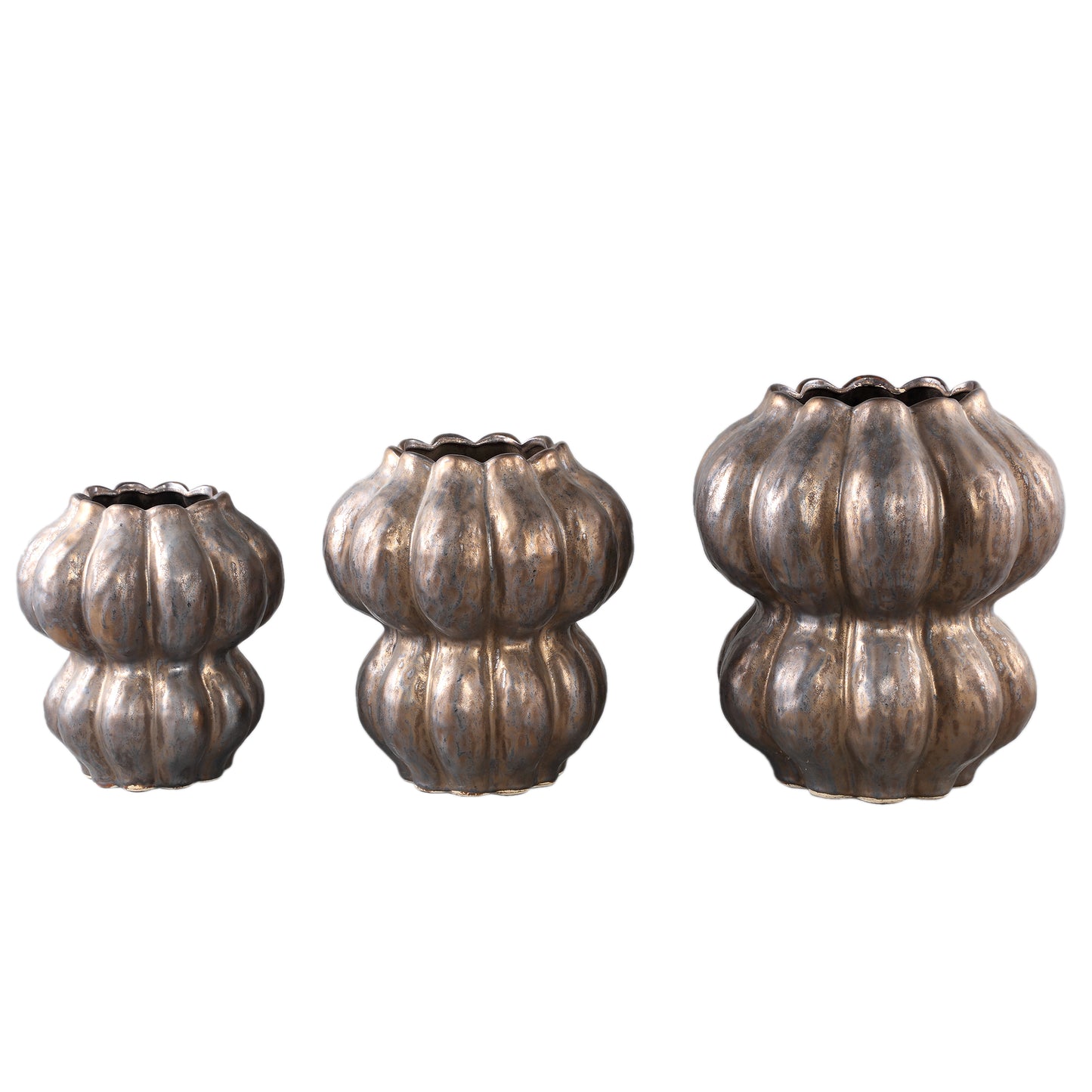 Niek Bronze Ceramic Pot Round Shaped Bulb L
