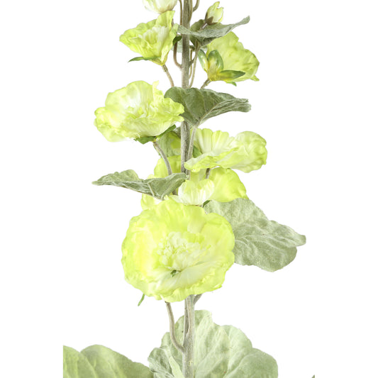 Hollyhock Flower Groen Spray Met Bladeren - Set van 6 114x65x26 cm