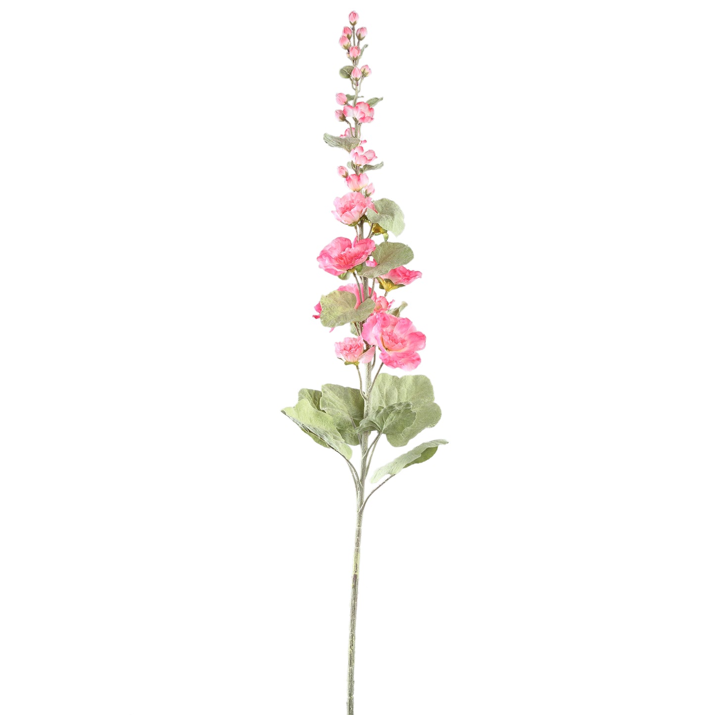 Hollyhock Flower Roze Spray Met Bladeren - Set van 6 114x65x26 cm