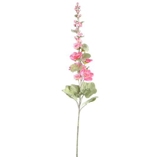 Hollyhock Flower Roze Spray Met Bladeren - Set van 6 114x65x26 cm