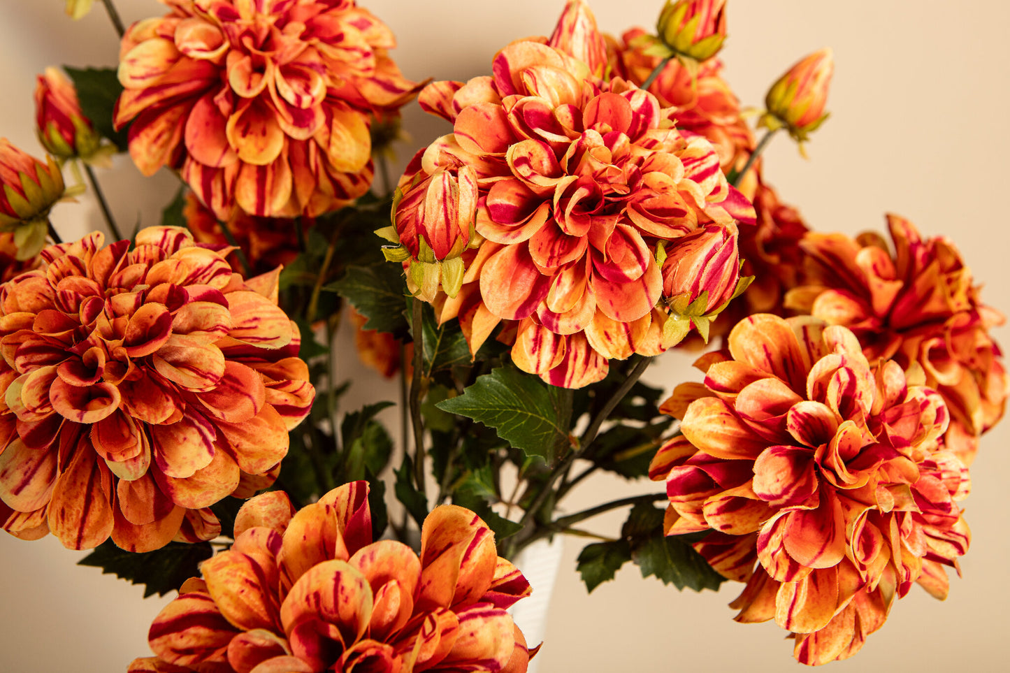 Dahlia Bloem Oranje Spray Met Knop - Set van 12 51x21x18 cm