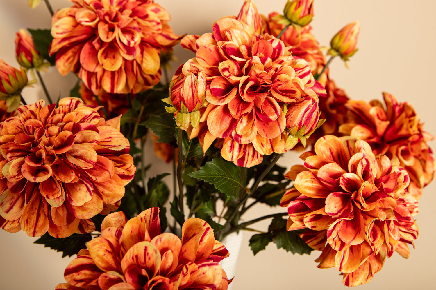 Dahlia Bloem Oranje Spray Met Knop - Set van 12 51x21x18 cm