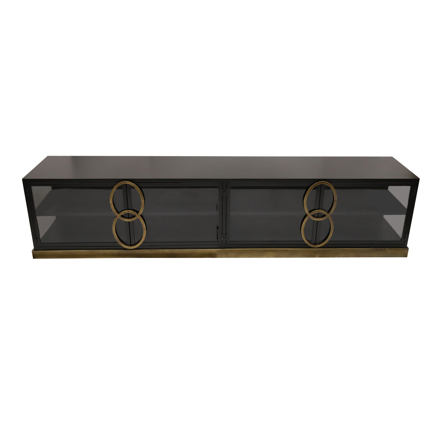 Riho Black Metal Cabinet Low Smoky Glass Doors