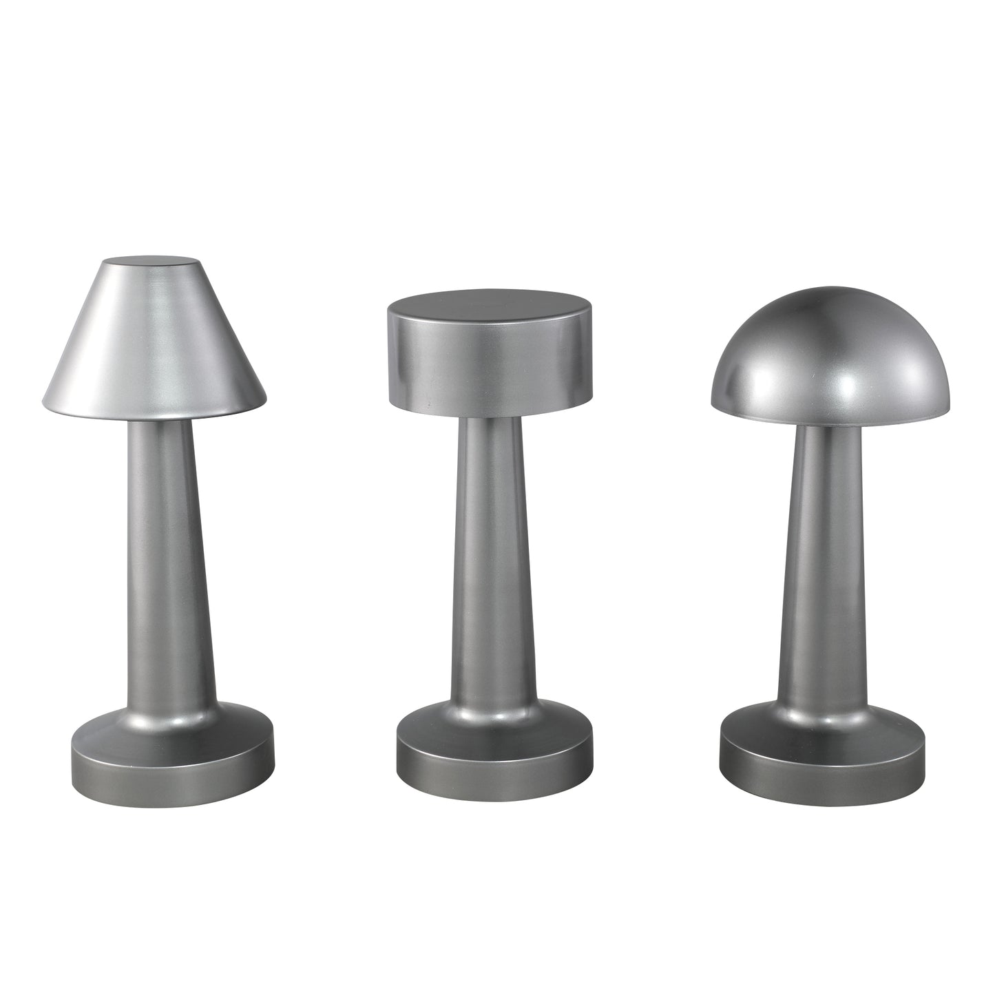 SaraAnn Zilveren Aluminium LED Tafellampe Platte Ronde Kap 23x9x9 cm